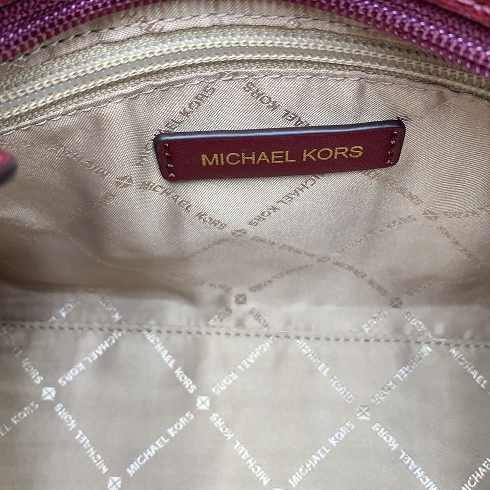 Michael Kors Hamilton Small Satchel Shoulder Crossbody Bag Dark Cherry color - Picture 11 of 15